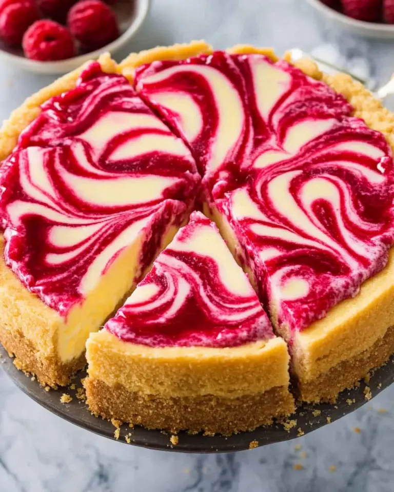 Raspberry Swirl Lemon Cheesecake