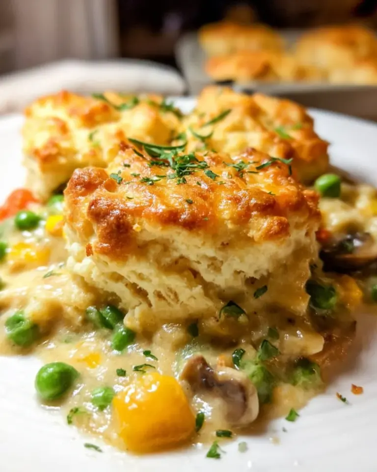 Cheddar Biscuit Topped Harvest Chicken Pot Pie