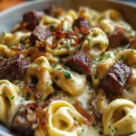 Cheesesteak Tortellini in Rich Provolone Sauce Cheesesteak Tortellini in Rich Provolone Sauce