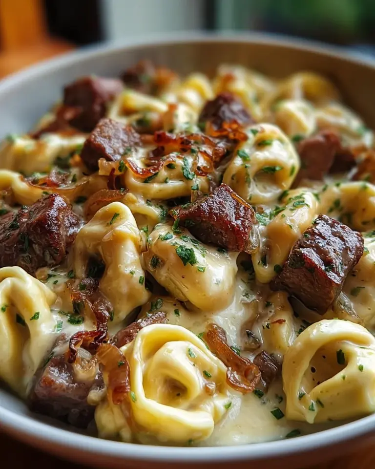 Cheesesteak Tortellini in Rich Provolone Sauce