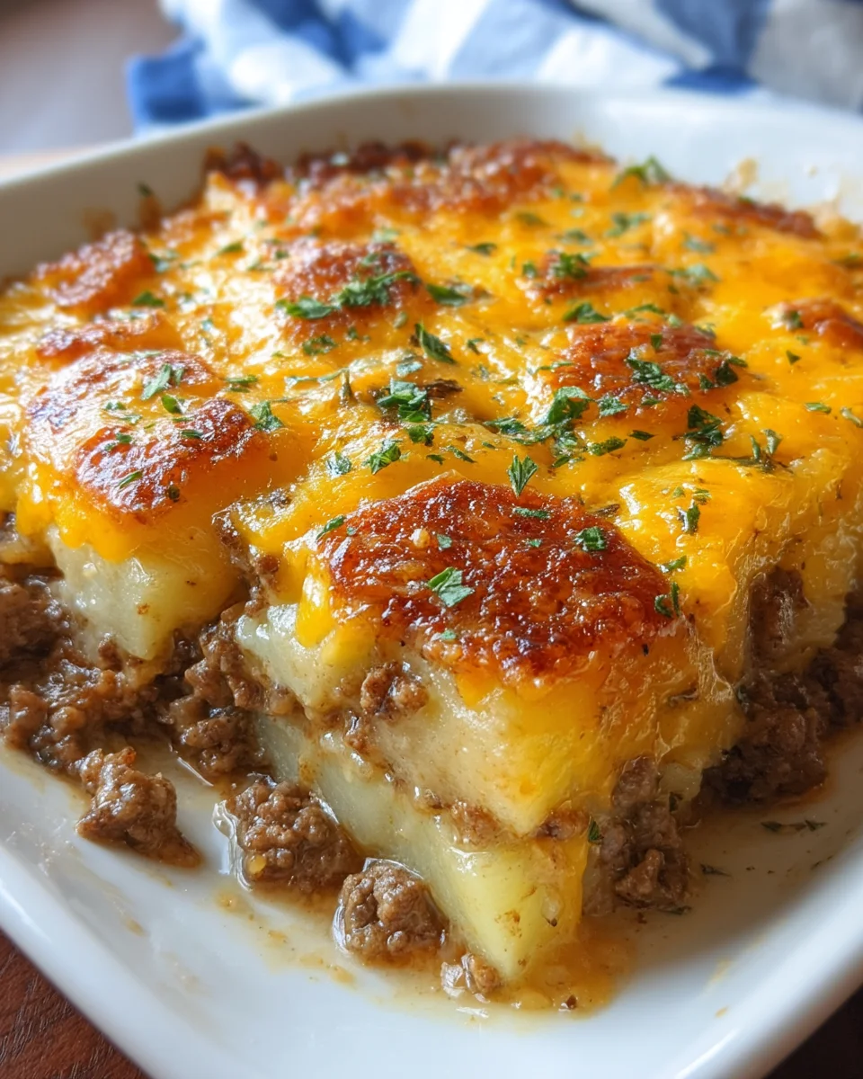 Cheesy Hamburger Potato Casserole Cheesy