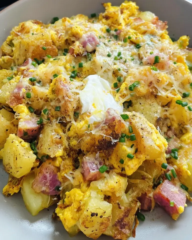 Cheesy Potato Egg Scramble