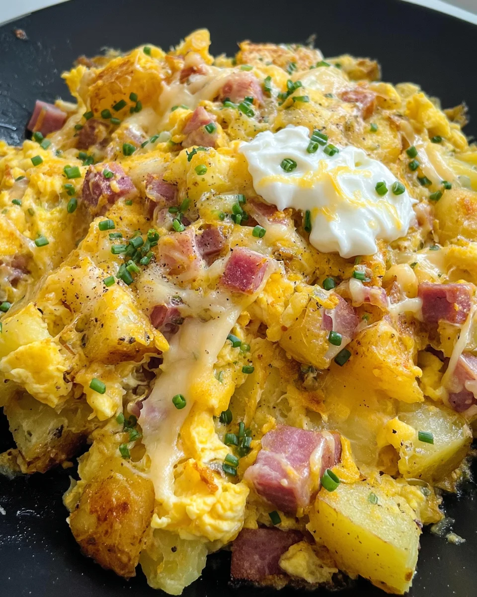 Cheesy Potato Egg Scramble Cheesy