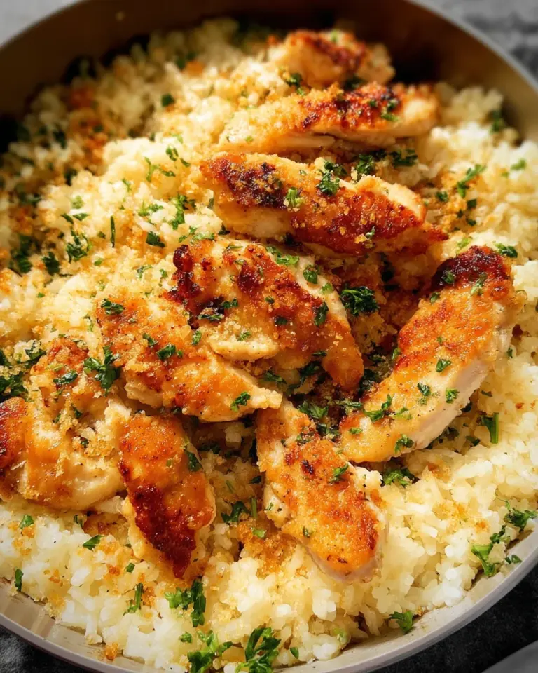 Chicken Scampi with Garlic Parmesan Rice