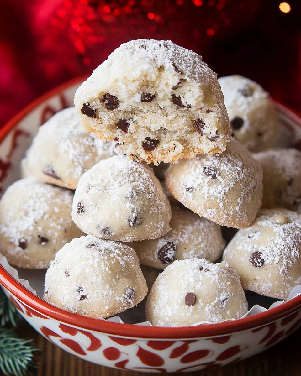 Chocolate Chip Snowball Cookies Chocolate