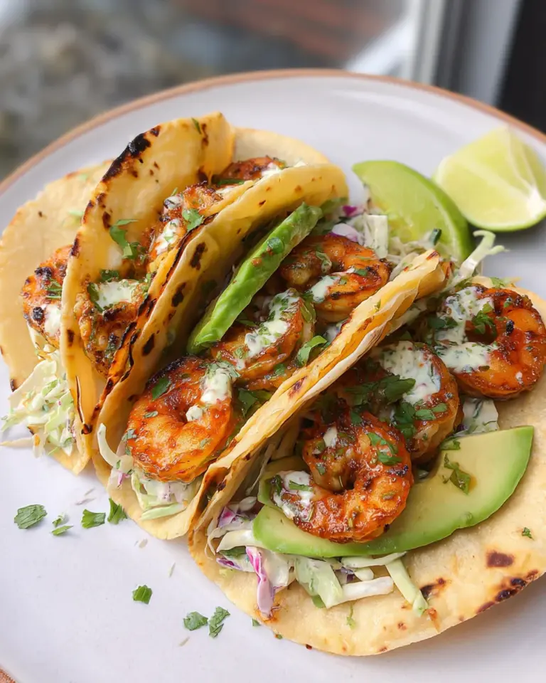 Cilantro Lime Shrimp Tacos with Creamy Slaw