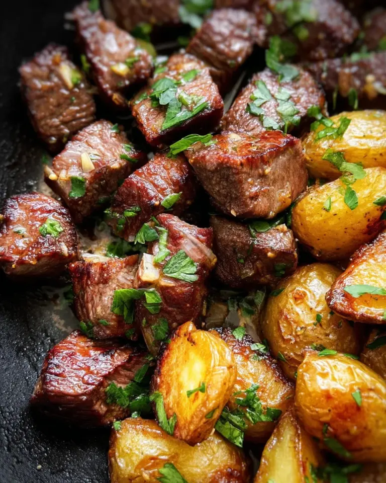 Creamy Garlic Butter Steak Bites and Potatoes