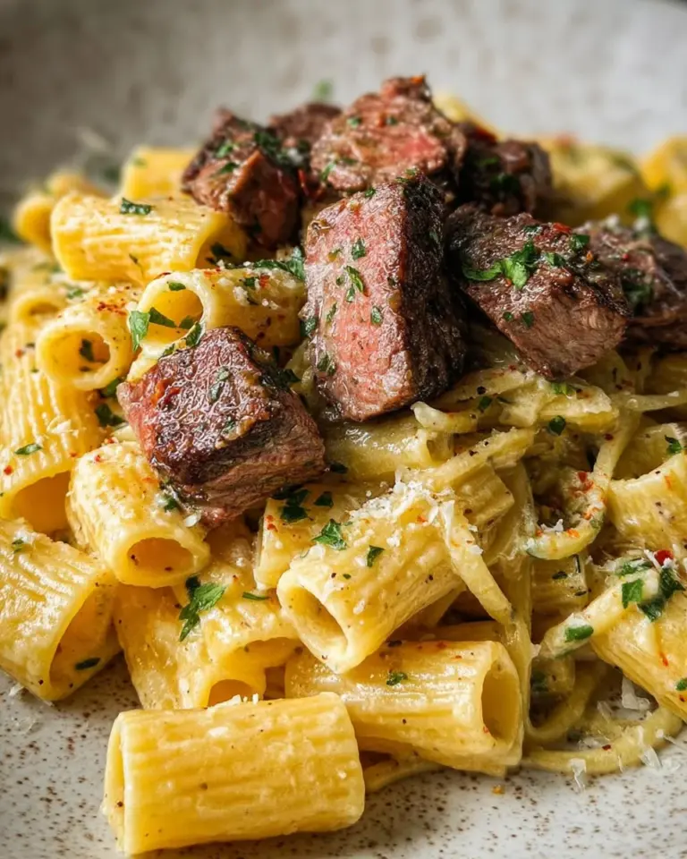 Creamy Garlic Parmesan Steak Pasta