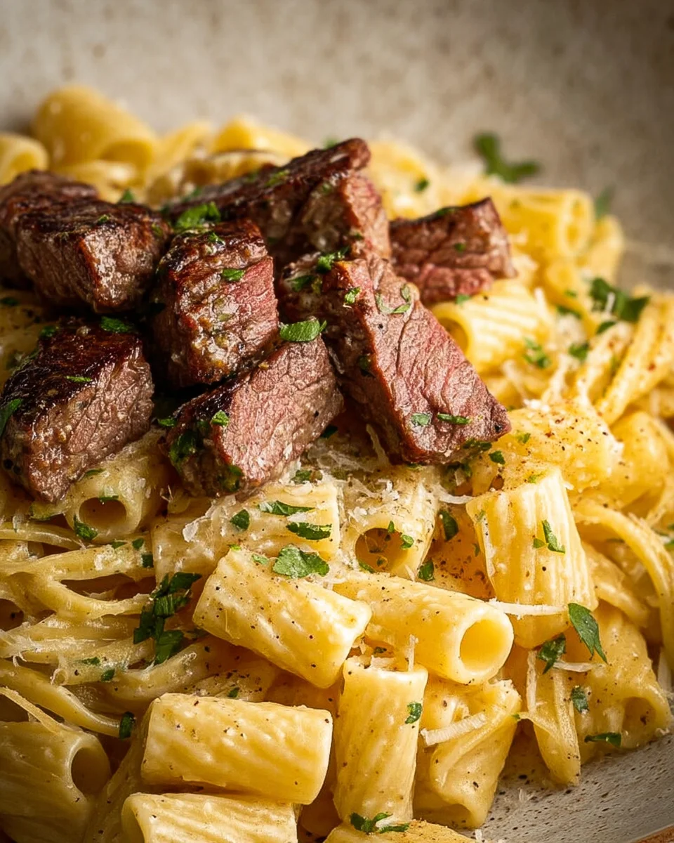 Creamy Garlic Parmesan Steak Pasta Creamy