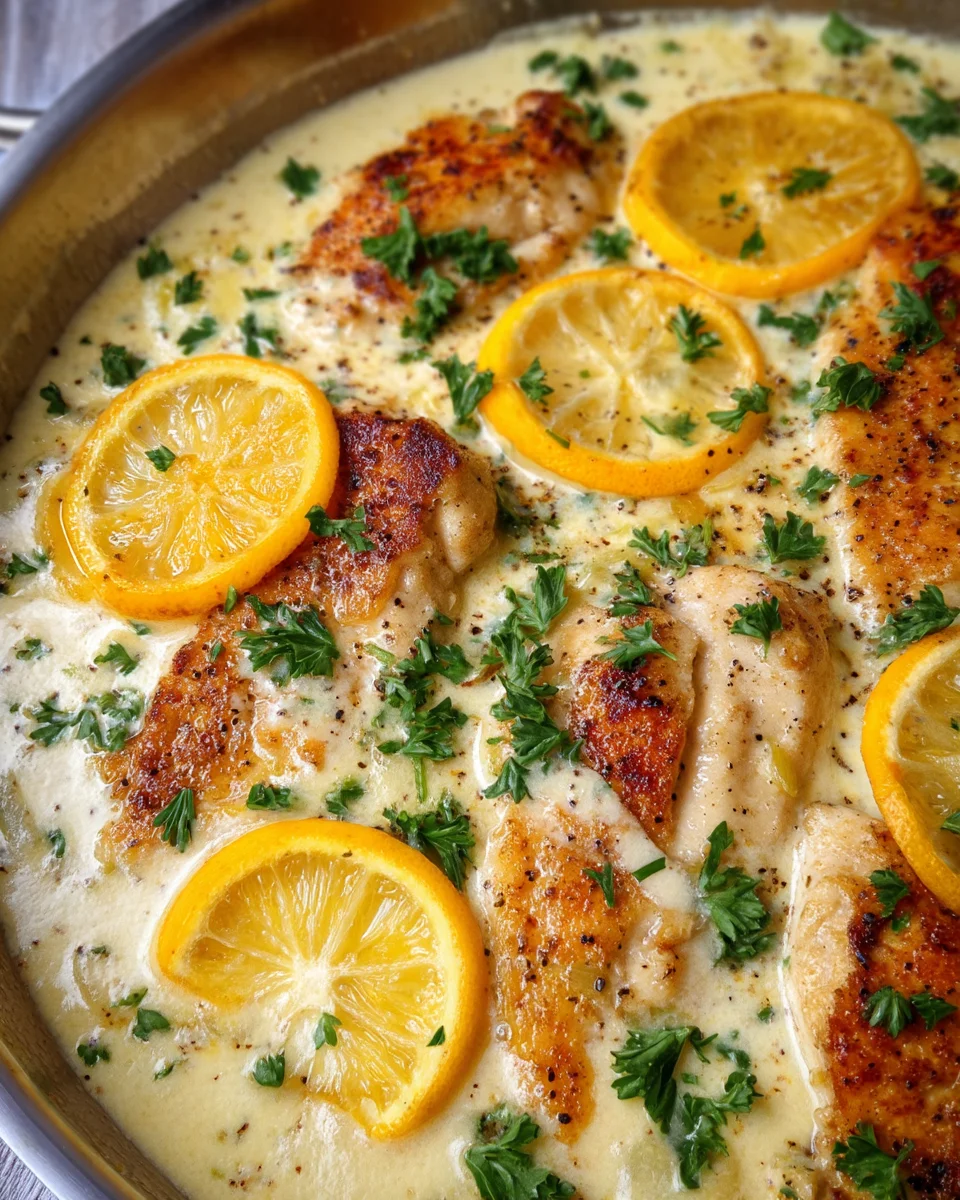 Creamy Lemon Pepper Skillet Chicken Creamy