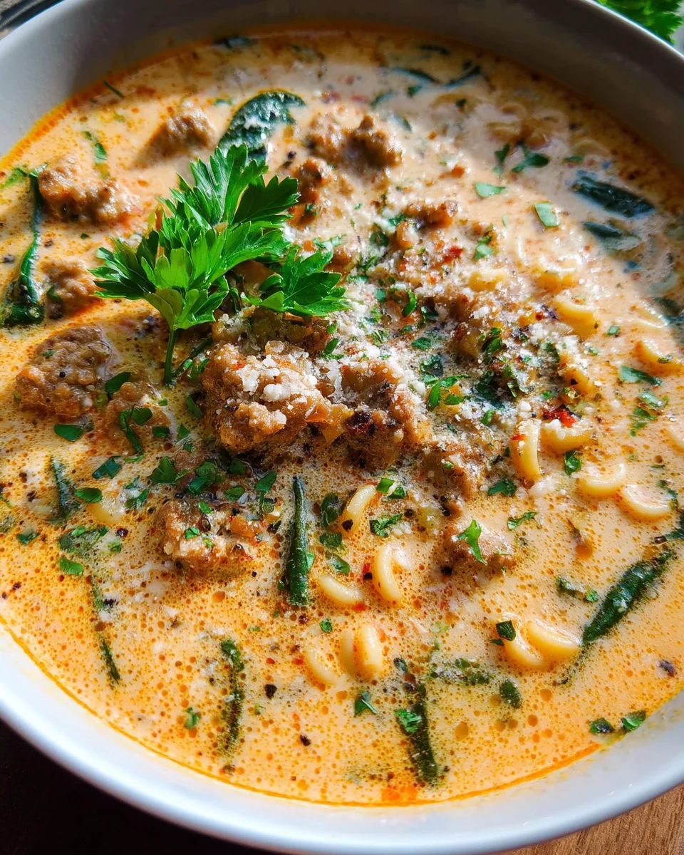 Creamy Parmesan Italian Sausage Ditalini Soup Creamy