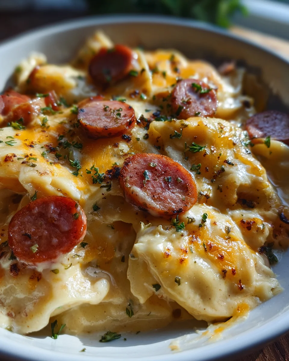 Crockpot Pierogi Casserole with Kielbasa Crockpot