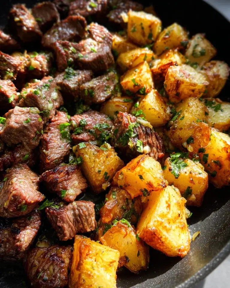 Garlic Butter Steak Bites and Potatoes