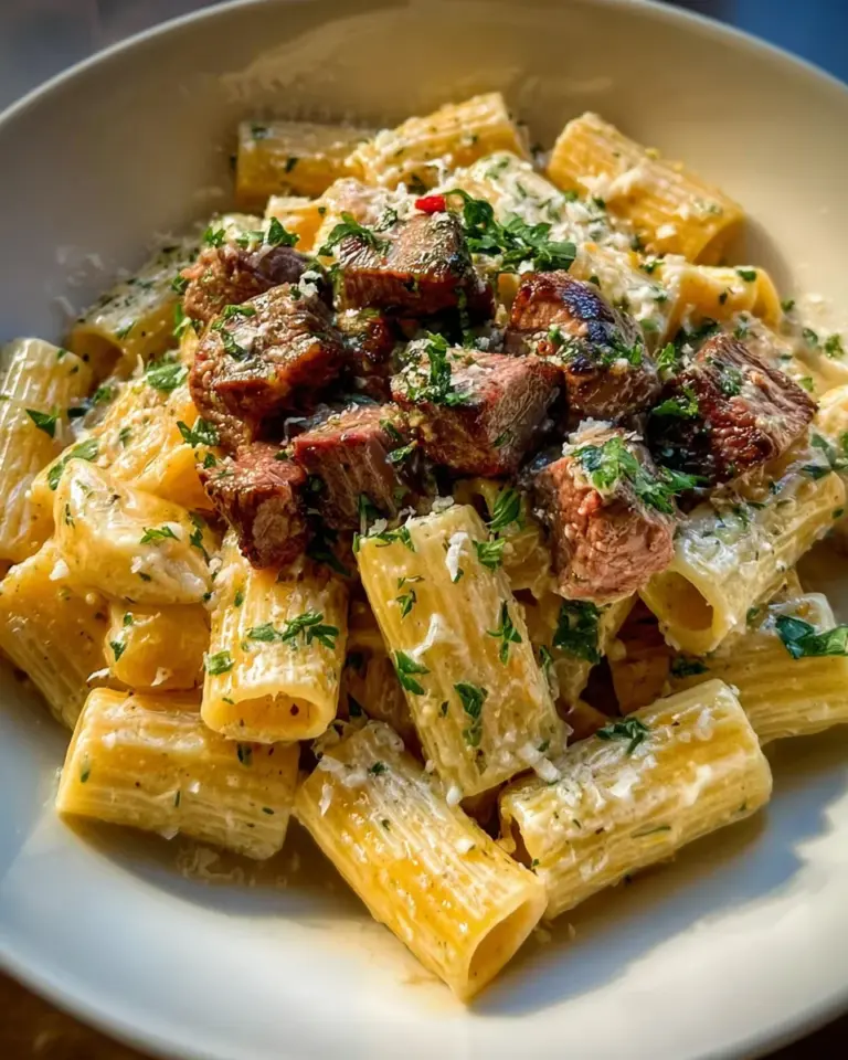 Garlic Parmesan Steak Pasta