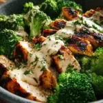 Grilled Chicken & Broccoli Bowls with Creamy Garlic Sauce Grilled Chicken & Broccoli Bowls with Creamy Garlic Sauce