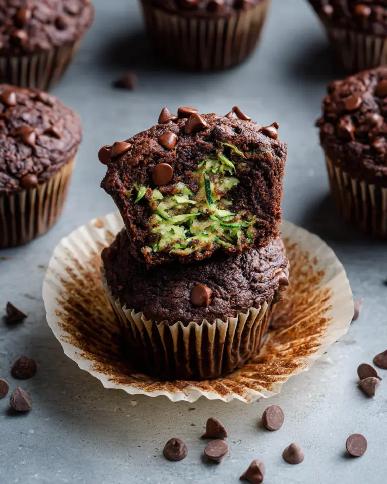 Healthy & Moist Chocolate Zucchini Muffins
