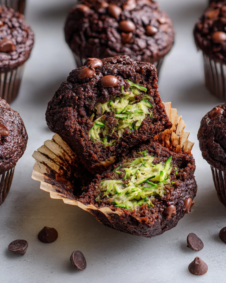 Healthy & Moist Chocolate Zucchini Muffins Healthy