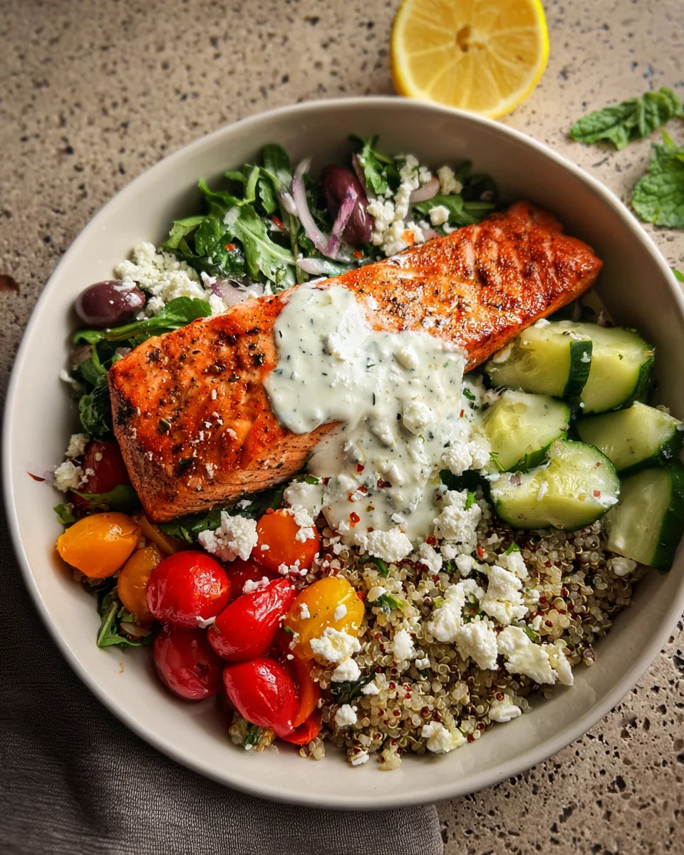Mediterranean Salmon Bowl Mediterranean