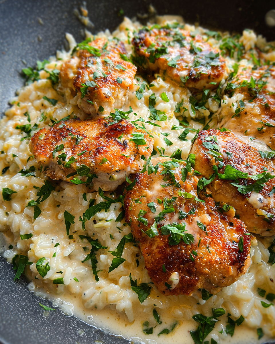 One-Pan Creamy Parmesan Chicken & Rice One-Pan