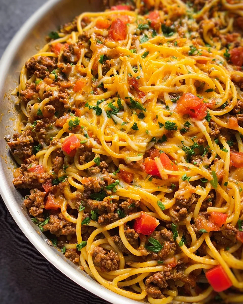 One Pot Taco Spaghetti One
