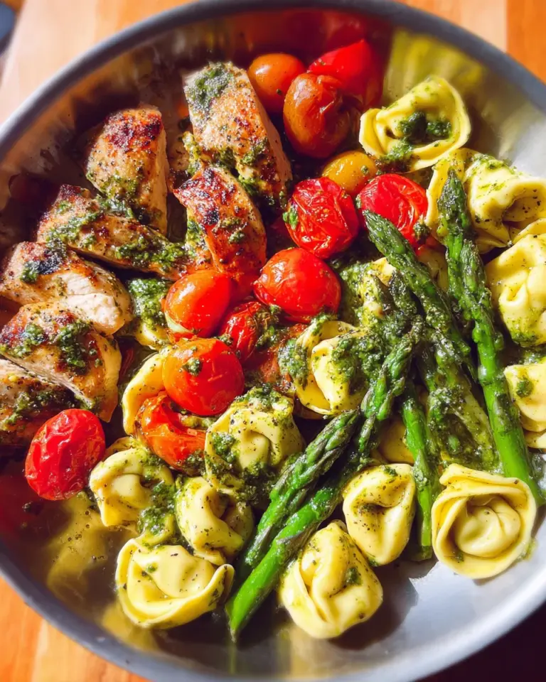 Pesto Chicken Tortellini and Veggies