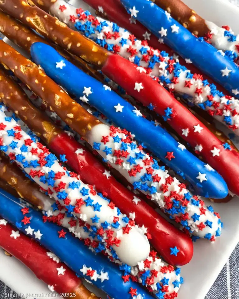 4th of July Chocolate Covered Pretzel Rods