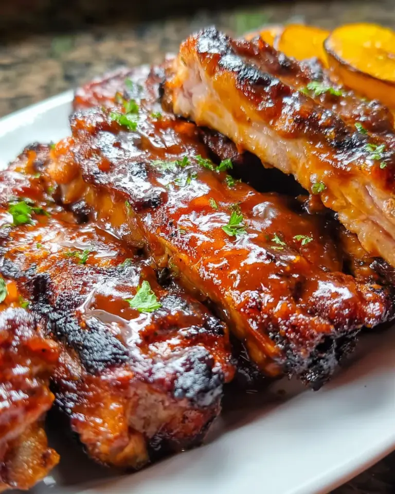 Baby Back Ribs with Balsamic-Peach BBQ Sauce