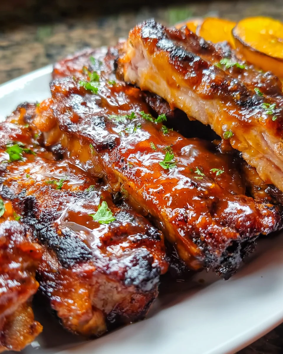 Baby Back Ribs with Balsamic-Peach BBQ Sauce Baby Back Ribs with Balsamic-Peach BBQ Sauce