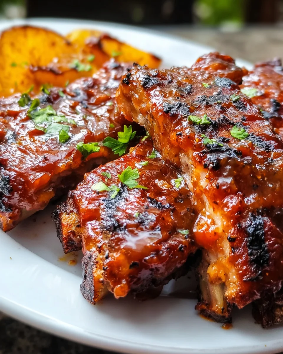 Baby Back Ribs with Balsamic-Peach BBQ Sauce Baby