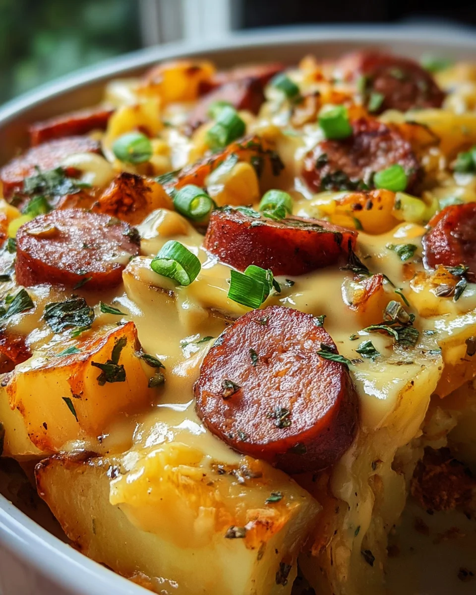 Cheesy Ranch Potatoes and Smoked Sausage Cheesy
