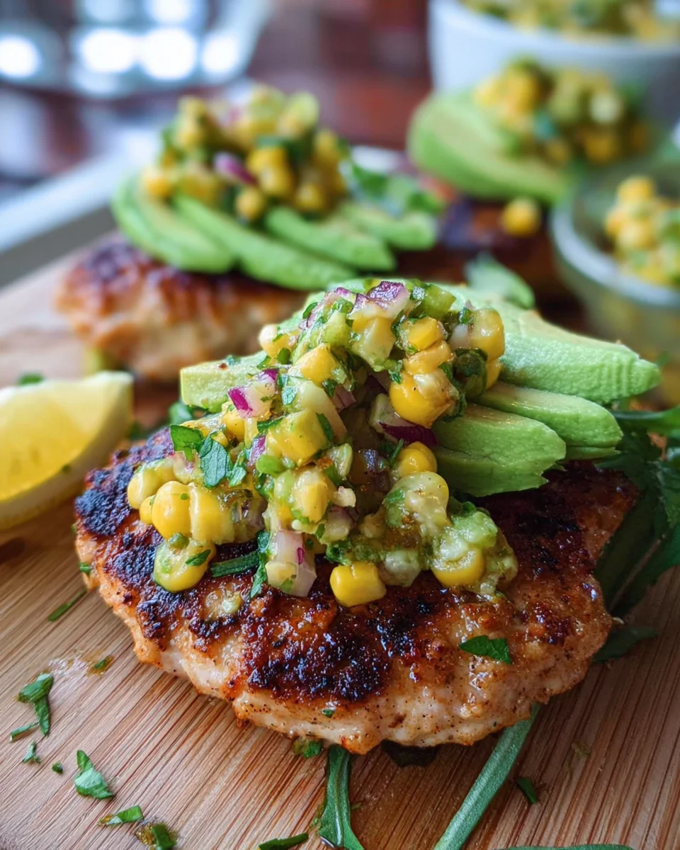 Chicken Burgers With Avocado Corn Salsa Chicken Burgers With Avocado Corn Salsa
