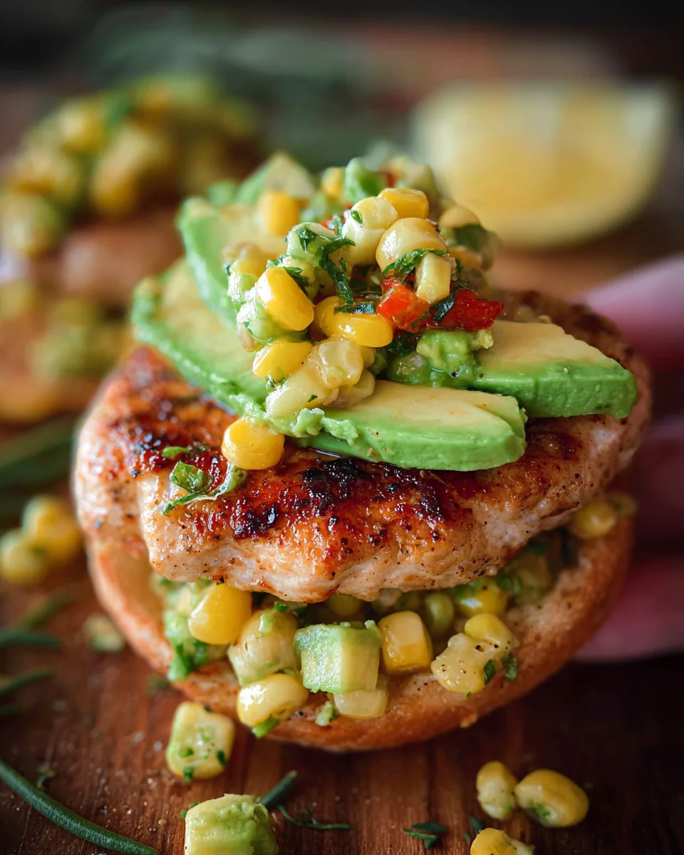 Chicken Burgers With Avocado Corn Salsa Chicken