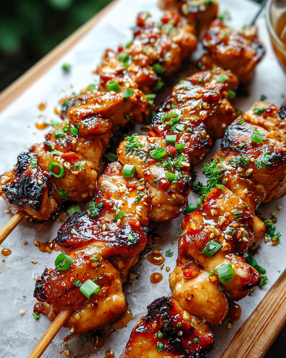 Easy Grilled Asian Chicken Skewers with Honey Garlic Sauce Easy Grilled Asian Chicken Skewers with Honey Garlic Sauce