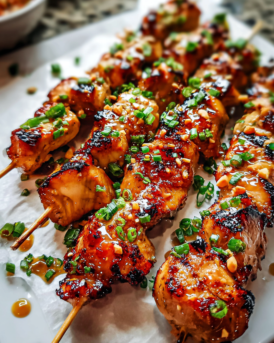 Easy Grilled Asian Chicken Skewers with Honey Garlic Sauce Easy