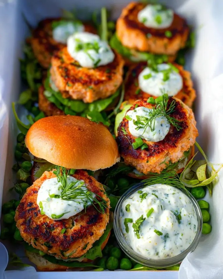 Fresh Salmon Burgers with Tzatziki Dressing