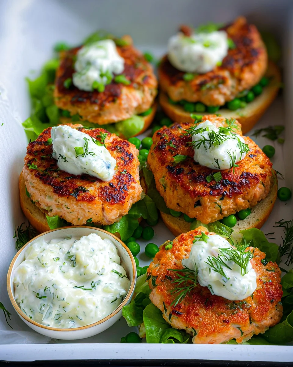 Fresh Salmon Burgers with Tzatziki Dressing Fresh