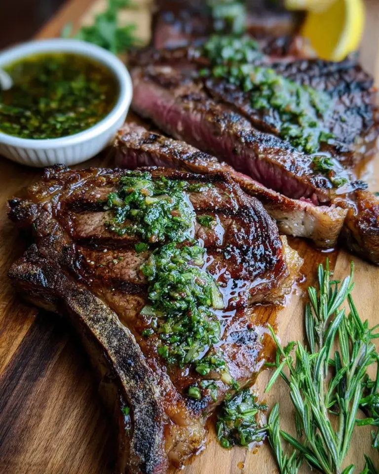 Grilled Flank Steak with Lemon-Herb Sauce