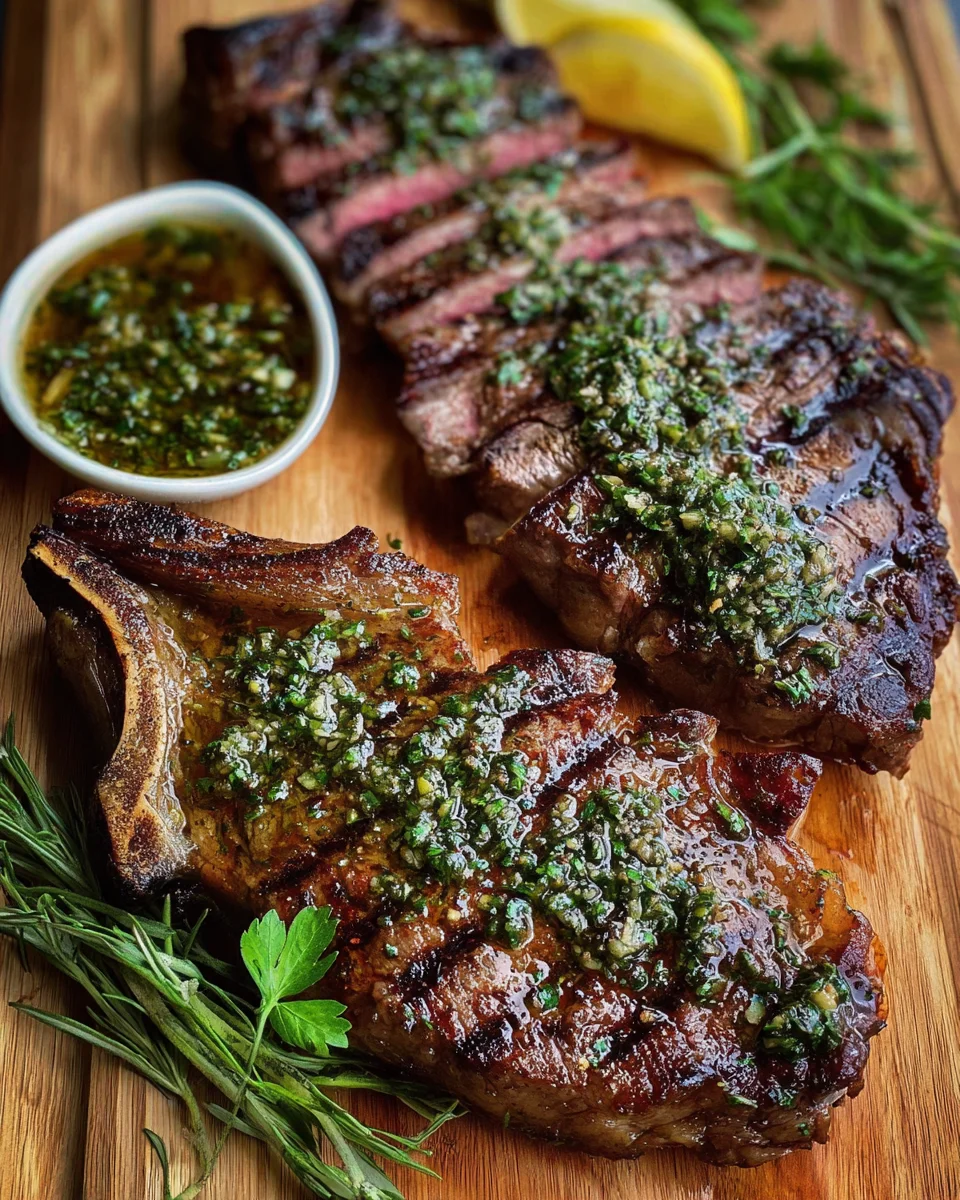 Grilled Flank Steak with Lemon-Herb Sauce Grilled