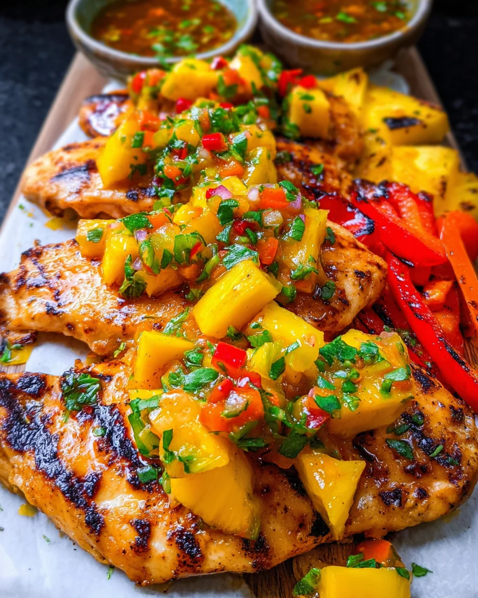 Grilled Mango Pineapple Chicken Grilled