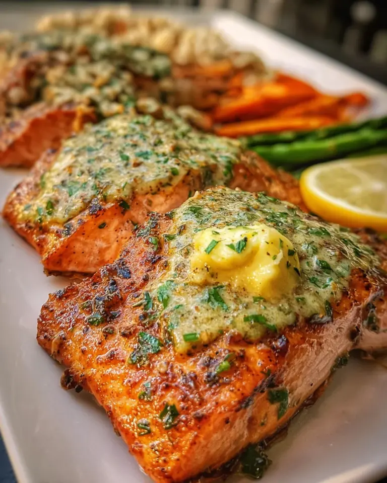 Grilled Salmon with Mustard-Herb Butter