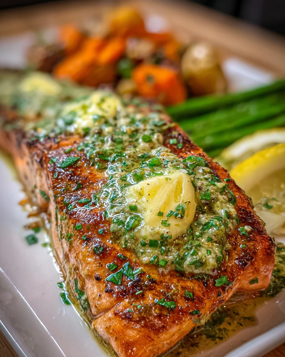 Grilled Salmon with Mustard-Herb Butter Grilled