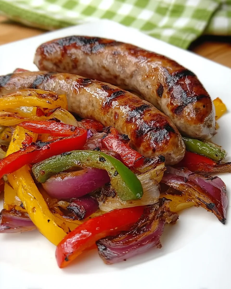 Grilled Sausage with Peppers and Onions Grilled