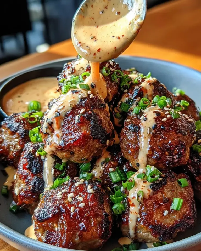 Korean BBQ Meatballs with Spicy Mayo Dip