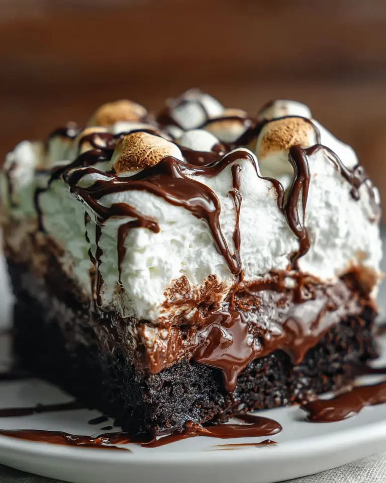 Marshmallow Chocolate Poke Cake