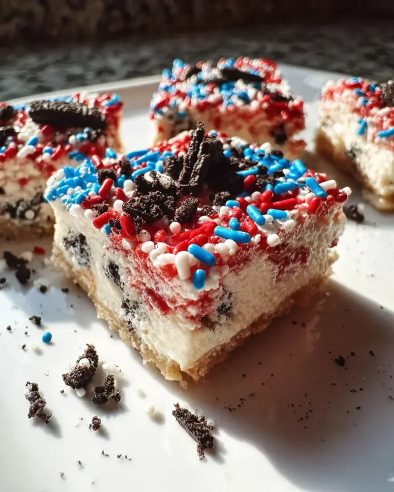 No Bake Fireworks Oreo Cheesecake bars