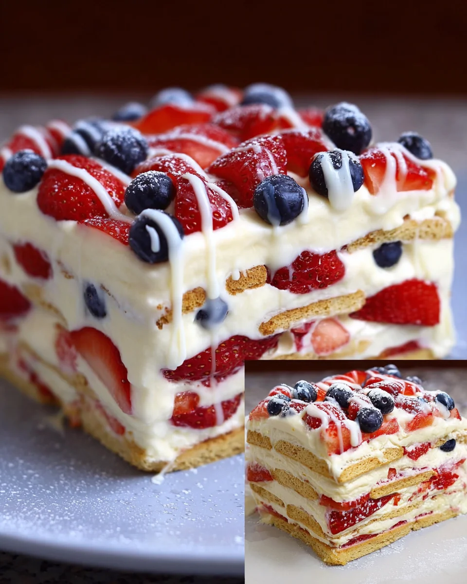 No Bake Icebox Cake with Summer Berries No