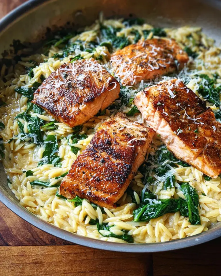 One Skillet Salmon With Lemon Orzo