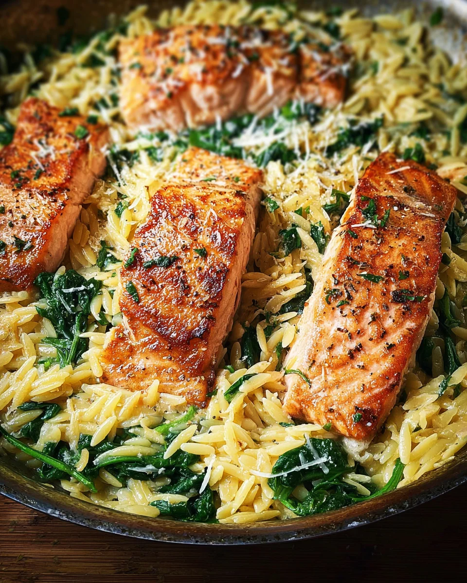 One Skillet Salmon With Lemon Orzo One