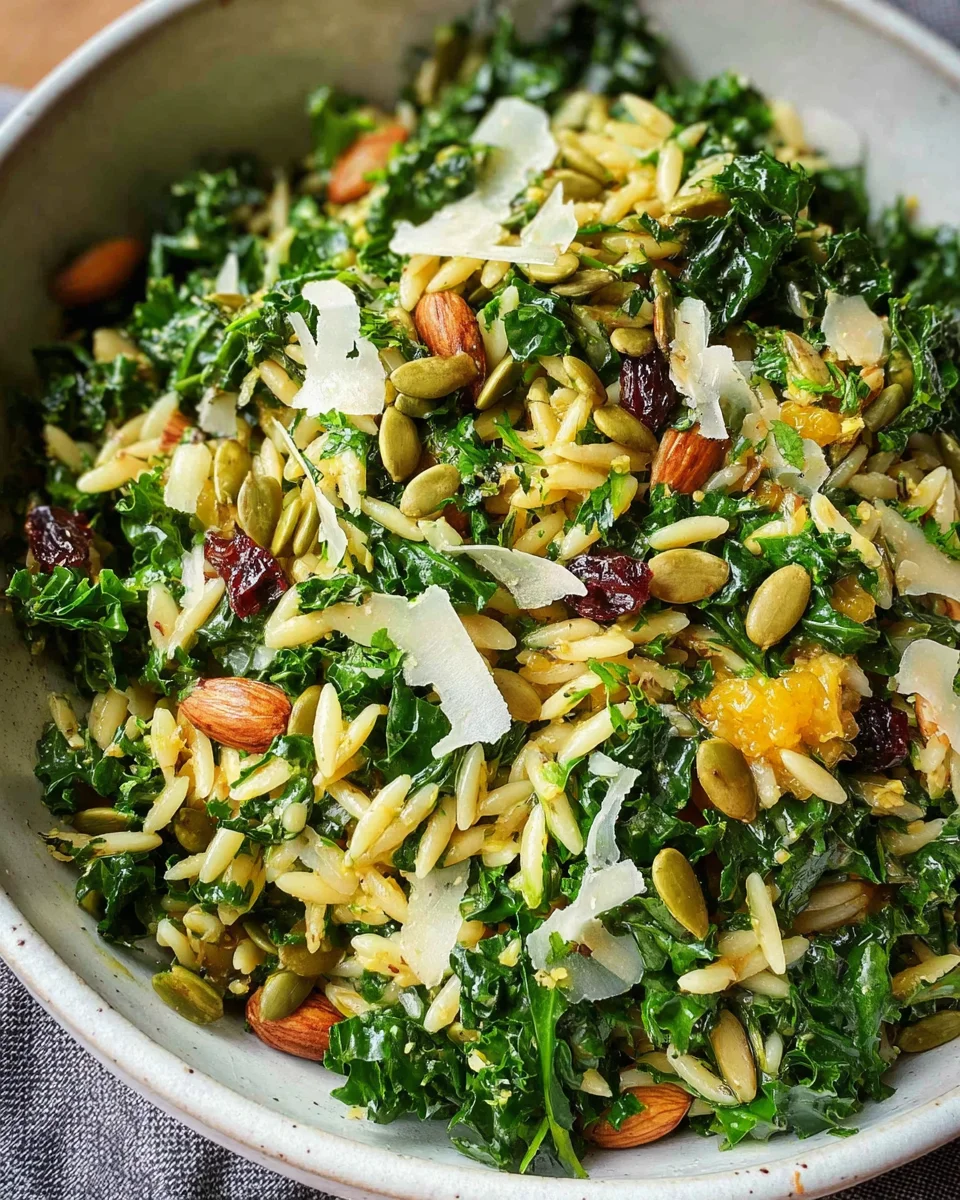 Orzo Kale Salad with Lemon Vinaigrette Orzo