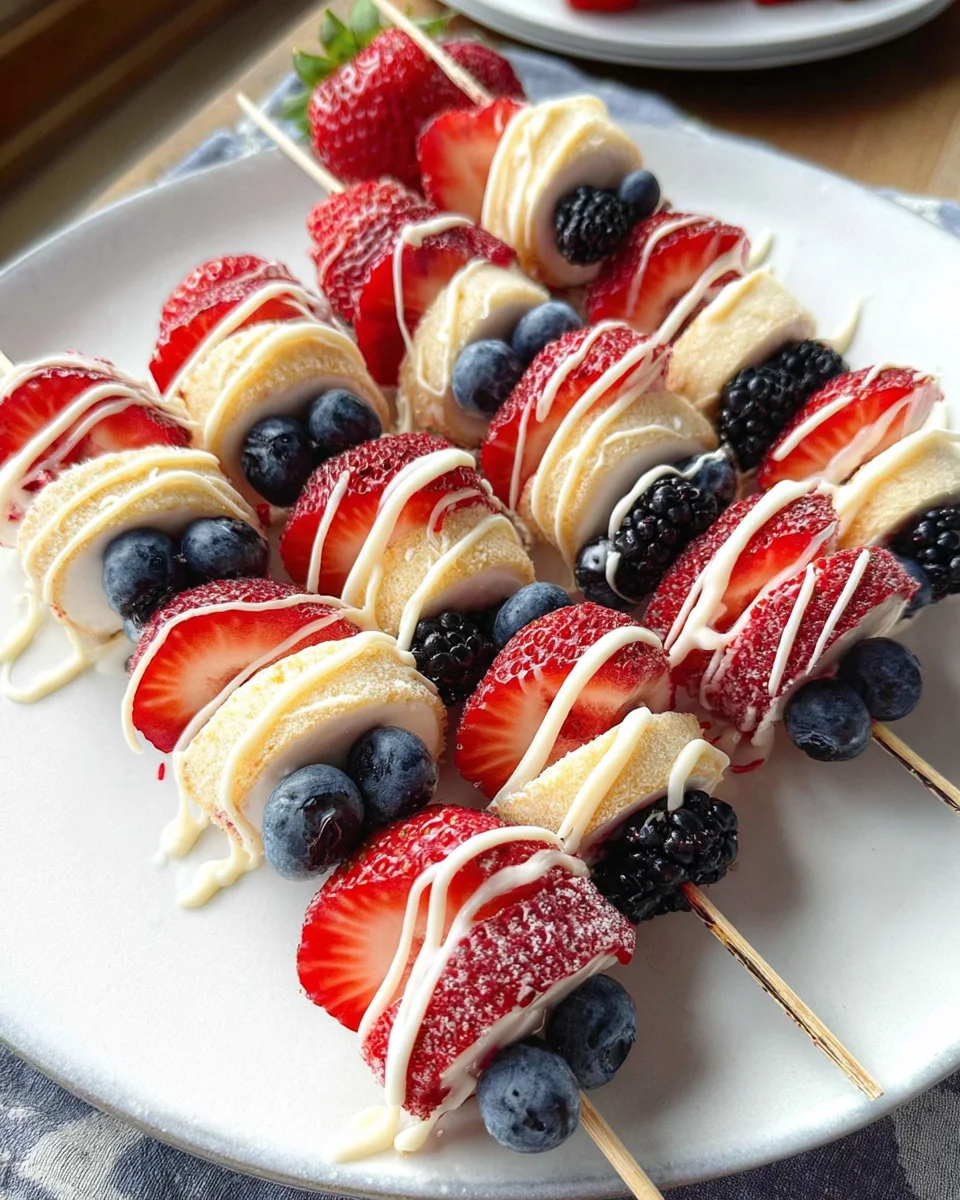 Red, White and Blue Fruit Kabobs Red,